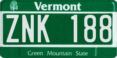 VT license plate ZNK188