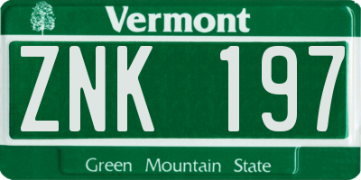 VT license plate ZNK197