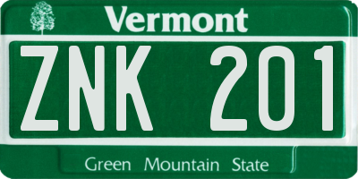 VT license plate ZNK201
