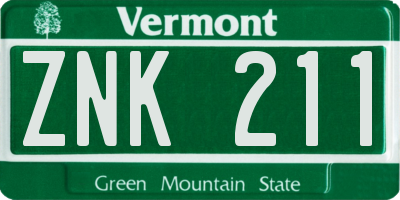 VT license plate ZNK211