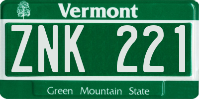 VT license plate ZNK221