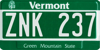 VT license plate ZNK237