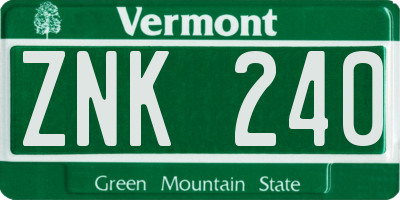 VT license plate ZNK240