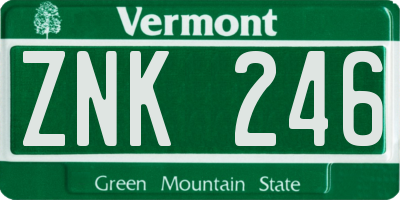 VT license plate ZNK246