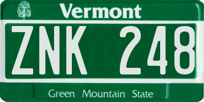 VT license plate ZNK248