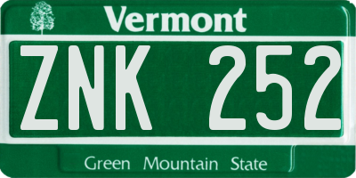 VT license plate ZNK252