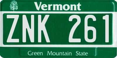 VT license plate ZNK261