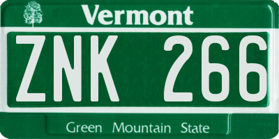 VT license plate ZNK266