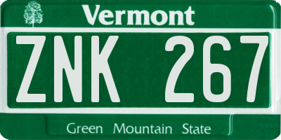 VT license plate ZNK267