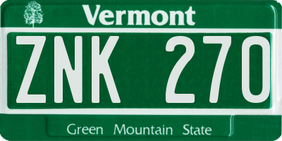 VT license plate ZNK270