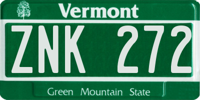 VT license plate ZNK272