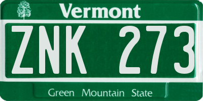 VT license plate ZNK273