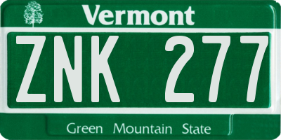 VT license plate ZNK277