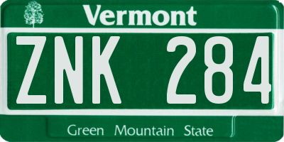 VT license plate ZNK284