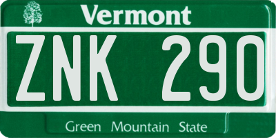 VT license plate ZNK290