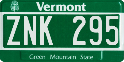 VT license plate ZNK295