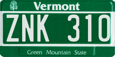 VT license plate ZNK310
