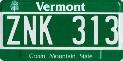VT license plate ZNK313
