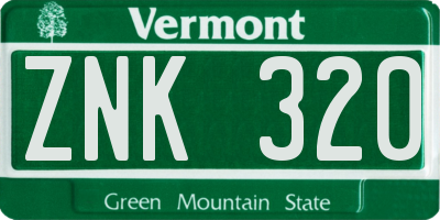 VT license plate ZNK320