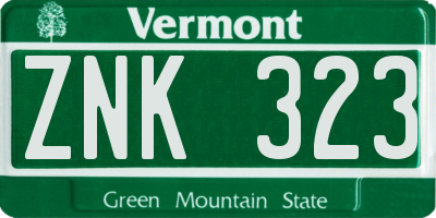 VT license plate ZNK323