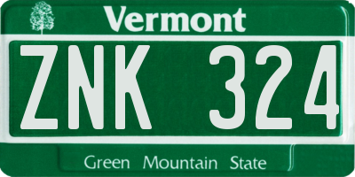 VT license plate ZNK324