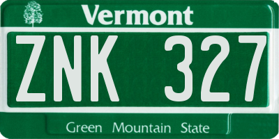 VT license plate ZNK327