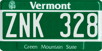 VT license plate ZNK328