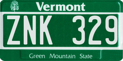 VT license plate ZNK329