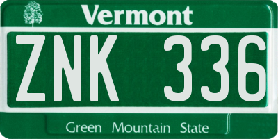 VT license plate ZNK336