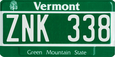 VT license plate ZNK338