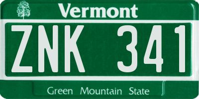 VT license plate ZNK341
