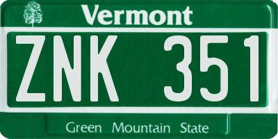VT license plate ZNK351