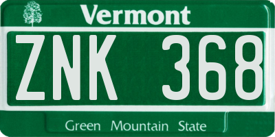 VT license plate ZNK368