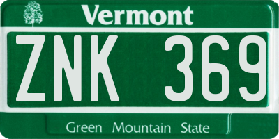 VT license plate ZNK369