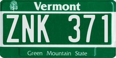 VT license plate ZNK371