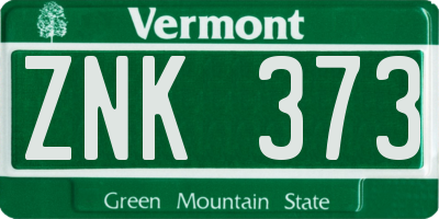 VT license plate ZNK373