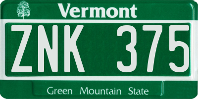 VT license plate ZNK375
