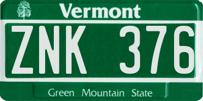 VT license plate ZNK376