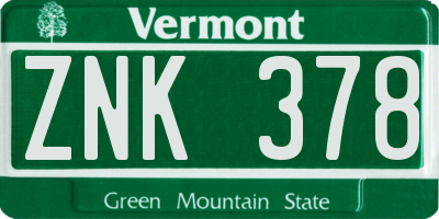 VT license plate ZNK378