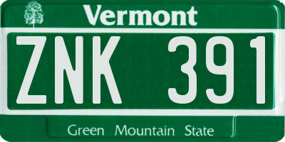 VT license plate ZNK391