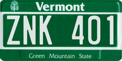 VT license plate ZNK401