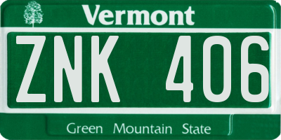 VT license plate ZNK406
