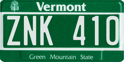VT license plate ZNK410