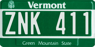 VT license plate ZNK411