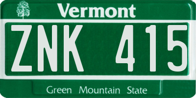 VT license plate ZNK415