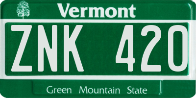 VT license plate ZNK420