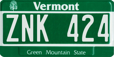VT license plate ZNK424