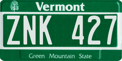 VT license plate ZNK427