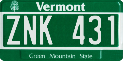 VT license plate ZNK431