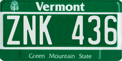 VT license plate ZNK436